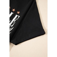 Black Nashville Guitar Print Crew Neck T Shirt Mini Dress - M thumbnail