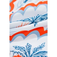 Orange Contrast Palm Tree Printed Short Sleeve Flowy Dress - L thumbnail