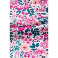 Pink Floral Collared Half Placket Short Sleeve Loose Dress - L thumbnail