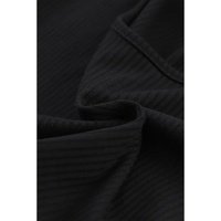 Black Solid Color Ribbed Crop Top Long Pants Set - M thumbnail