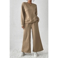 Khaki Ultra Loose Textured 2pcs Slouchy Outfit - S thumbnail