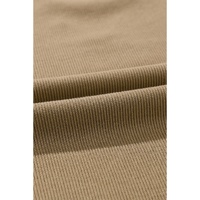 Khaki Exposed Seam Textured Long Sleeve Top Shorts Set - XL thumbnail