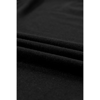 Black Solid Color T Shirt 2pcs Wide Leg Pants Set - S thumbnail