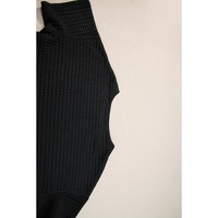 Black Lattice Textured Cropped Tee and Jogger Pants Set - XL thumbnail