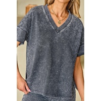 Black Mineral Washed Oversized T Shirt and Shorts Set - S thumbnail
