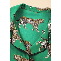 Green Cheetah Print Short Sleeve Shirt and Pants Pajama Set - S thumbnail