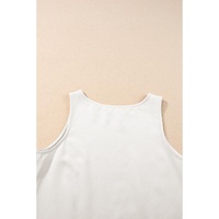 White Ricrac Trim Tank Top Elastic Waist Shorts Set - XL thumbnail