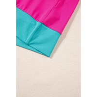 Strawberry Pink Color Block Detail Casual Two-piece Set - S thumbnail