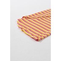 Yellow Stripe Rainbow Tee Tasseled String Wide Leg Pants Set - L thumbnail