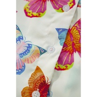 Multicolour Butterfly Pattern Short Sleeve Shirt Pajamas Set - XL thumbnail
