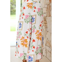 White Colorful Printed Square Neck Tank and Wide Leg Pants Set - XL thumbnail