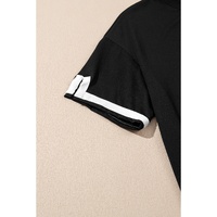 Black Contrast Trim Tee and Shorts Set - L thumbnail