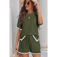 Vineyard Green Contrast Trim Tee and Shorts Set - L thumbnail
