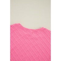 Sachet Pink Checkered Textured Tee and Drawstring Shorts - M thumbnail