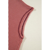 Mineral Red Solid Color Corded Short Sleeve Top and Casual Pants Set - S thumbnail