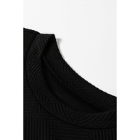 Black Textured Puff Sleeve Top and Pants Set - S thumbnail