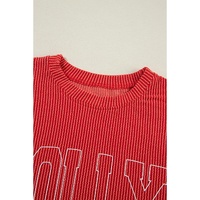 Fiery Red JOLLY Corded Long Sleeve Top and Pockets Pants Set - S thumbnail