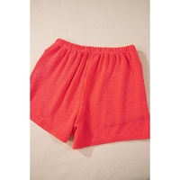 Casual Corded Knit Long Sleeve Top and High Waist Shorts Set - S thumbnail
