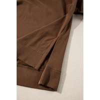 Coffee Solid Color High Low Pullover and Skinny Pants Set - M thumbnail