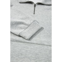 Light Grey Stand Neck Zipped Sweatshirt and Shorts Set - L thumbnail