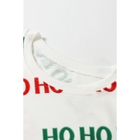 White Christmas HOHOHO Print Drop Shoulder Pullover and Casual Shorts Set - M thumbnail