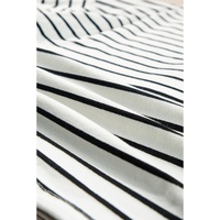 Black white Stripes Printed Half Button Long Sleeve Top and Shorts Set - L thumbnail