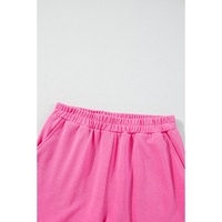 Sachet Pink High Low Patchwork Long Sleeve Top and Shorts Set - XL thumbnail