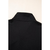 Black Textured Half Zip Kangaroo Pocket Top Drawstring Shorts Set - M thumbnail