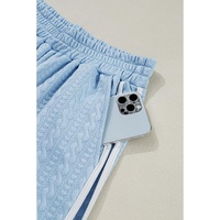 Beau Blue Textured Colorblock Edge Tank Top High Waist Pants Set - M thumbnail