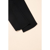 Black Textured Ruffled Sleeve Zipped Top and Wide Leg Pants Set - XL thumbnail