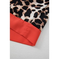 Brown Animal Print Color Contrast Edge Loose Fit Pants Set - XL thumbnail