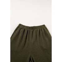 Four Leaf Clover Solid Color Textured Buttoned Shirt and Casual Pants Set - S thumbnail