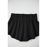 Black 2pcs Cropped Tee and Ruffle High Waist Skort Set - L thumbnail