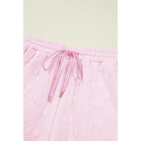 Pink Bow Jacquard Ruffle Sleeve Short 2pcs Outfit - XL thumbnail