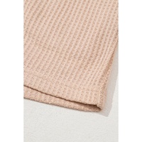 Light French Beige Cactus Forest Waffle Half Sleeve Tee Short Set - L thumbnail