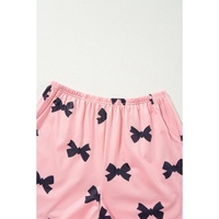 Pink Bow Printed Short 2pcs Lounge Set - S thumbnail