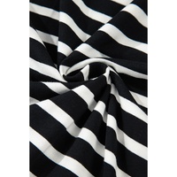 Black White Striped Short Sleeve Top and Shorts Set - L thumbnail