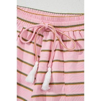 Pink Stripe Wide Short Sleeve Tee and Short Set - L thumbnail