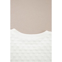 White Solid Color Checkered Texture Short 2pcs Outfit - S thumbnail