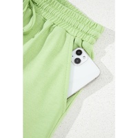 Meadow Mist Green Solid Loose V Neck Half Sleeve Tee and Shorts - L thumbnail