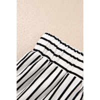 Black Stripe V Neck Tee and Casual Short Set - L thumbnail