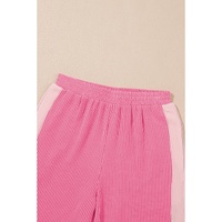 Sachet Pink 2-tone Colorblock Patchwork Corded 2pcs Outfit - M thumbnail