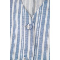 Sky Blue Stripe Buttoned Office Waistcoat Mini Skirt Set - M thumbnail
