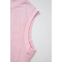 Light Pink 2 Pieces Mineral Wash Cotton Tank Top Lined Split Skirt Set - XL thumbnail