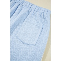 Beau Blue Contrast Trim Textured Crewneck Tee and Pocketed Skirt Set - L thumbnail
