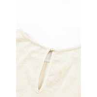 Azura Exchange Beige Ribbed Elastic Waist Romper - L thumbnail
