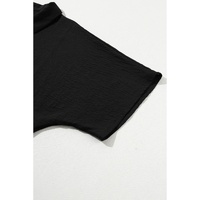Black Half Button Collared Loose Romper - S thumbnail