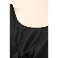Black Knotted Backless Elastic Waist Sleeveless Romper - XL thumbnail