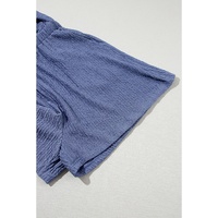 Bluing Knot Back High Neck Crinkle Textured Romper - L thumbnail