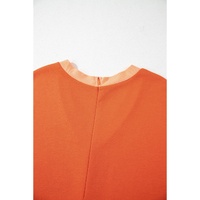 Russet Orange Two-tone Short Sleeve V Neck Patched Pocket Loose Romper - L thumbnail